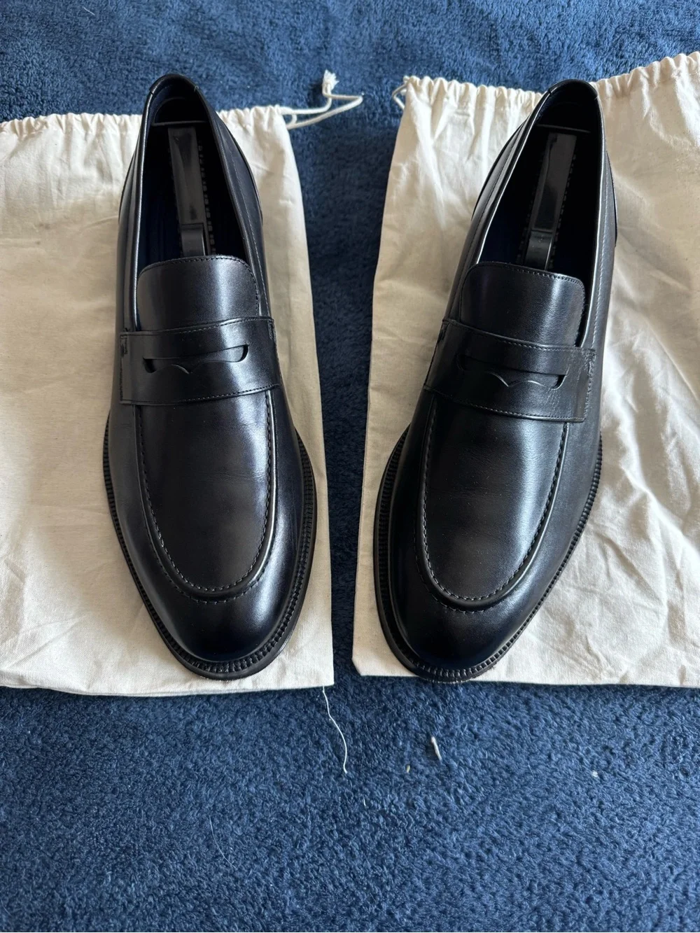 Cole Haan Men’s Black Leather Carney  Penny Loafers